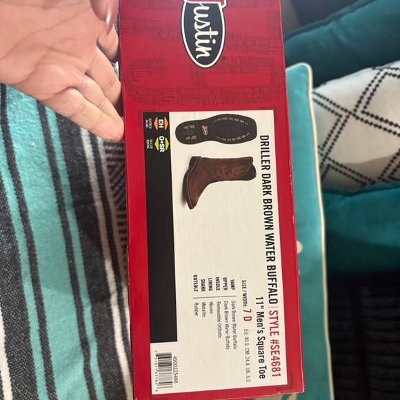 New in box, never worn Justin waterproof boots men’s 7 - Picture 3 of 4